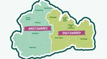 Map showing 2 new unitary authorities - West and East Elmbridge